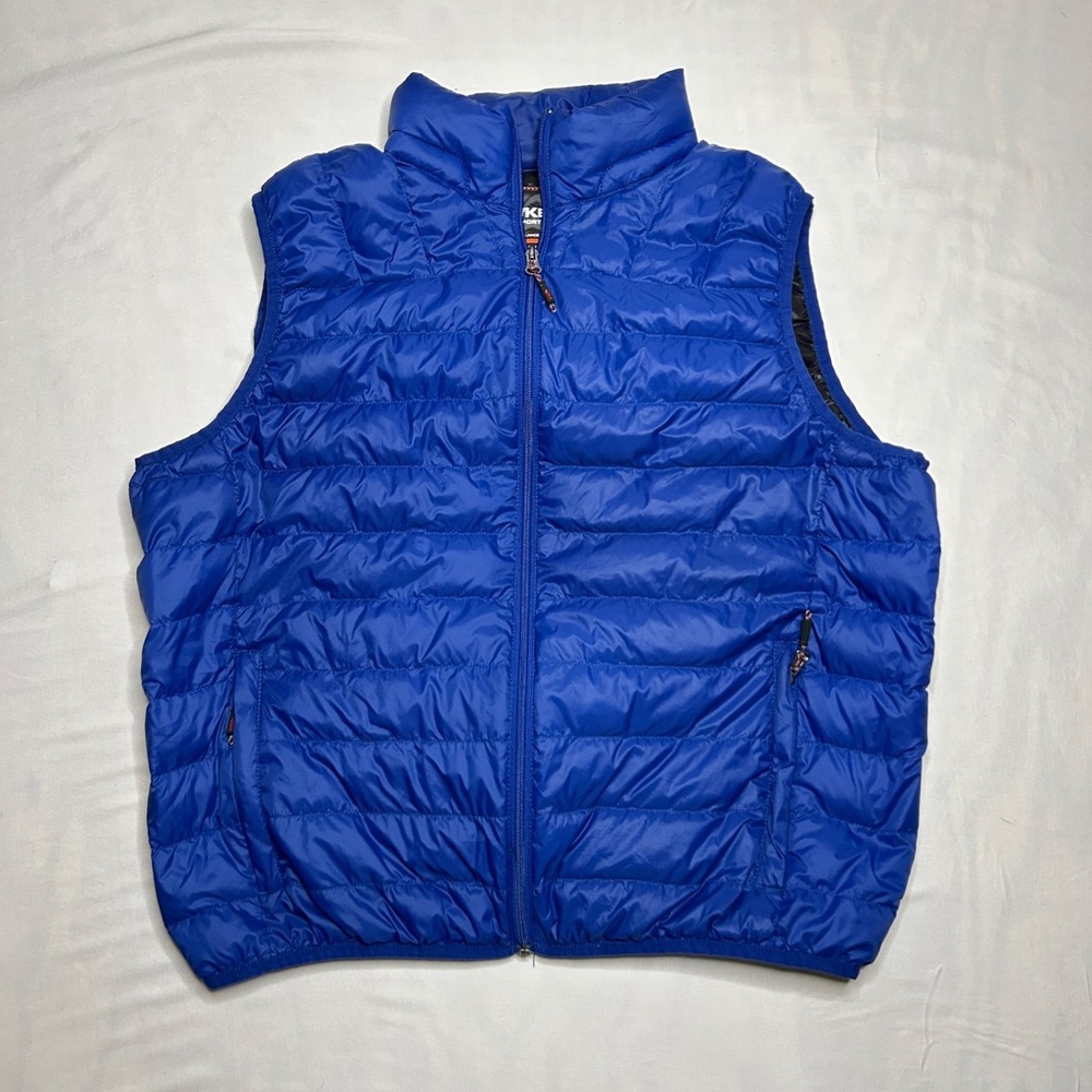 Hawke & Co Sport Mens Down Puffer Vest Lightweight Quilted Performance L Blue